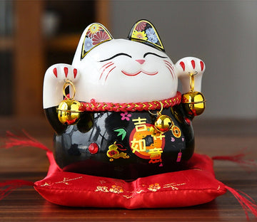 Ceramic lucky cat statue/Office store business lucky cats gift/Cute fortunate cat figurines/Fortunate cat coin pig gift/Lucky cat small