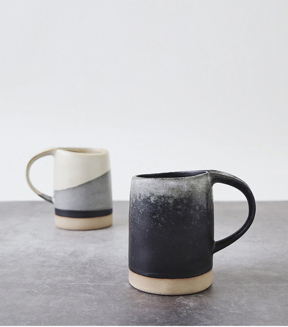 Stoneware unique mugs gift for him/ Handmade coffee mugs couple gifts/white and black couple mugs/Christmas gifts for dad